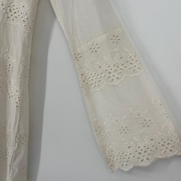 Vtg Crosstree Lane‎ Cardigan Womens S White Eyelet Lace Boho Floral Cottage - Picture 5 of 9